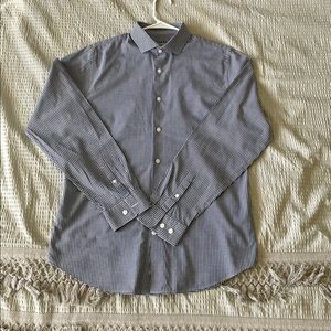 Express Navy and White small checkers patter dress shirt.